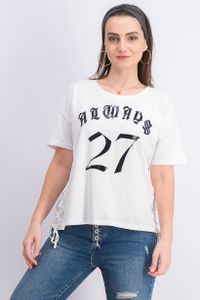 Womens Graphic Print Top  White