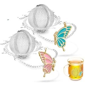 2pcs Tea Steeper for Loose TeaTea Infuser Tea Balls for Loose Tea with Charm Handmade Cute Butterfly BFF Pendant Loose Leaf Tea Steeper Tea Strainer for Girls Women Best Friend Gift Lightinthebox