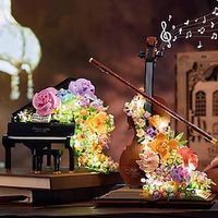 Flowers Violin Mini Building Blocks Set for Adults, and Mini Building Blocks Piano Flowers Set, Perfect For Home Decoration And Gift Giving Lightinthebox