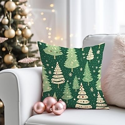 Christmas Trees Double Side Pillow Cover 1PC Soft Decorative Square Cushion Case Pillowcase for Bedroom Livingroom Sofa Couch Chair Lightinthebox