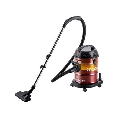 Midea Drum Vacuum Cleaner Dry Clean Steel Body 2000W, Black/Red