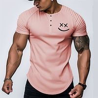 Graphic Emoji Face Fashion Daily Casual Men's Henley Shirt Raglan T Shirt Sports Outdoor Holiday Going out T shirt White Pink Sky Blue Short Sleeve Henley Shirt Spring  Summer Clothing Apparel S M L Lightinthebox - thumbnail