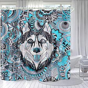 Flower And Grass Wolf Head Digital Printing Shower Curtain Shower Curtains  Hooks Modern Polyester New Design Lightinthebox