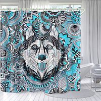 Flower And Grass Wolf Head Digital Printing Shower Curtain Shower Curtains  Hooks Modern Polyester New Design Lightinthebox - thumbnail