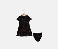 Baby Girls Printed Fit & Flare Dress With Underwear  Black/Red - thumbnail
