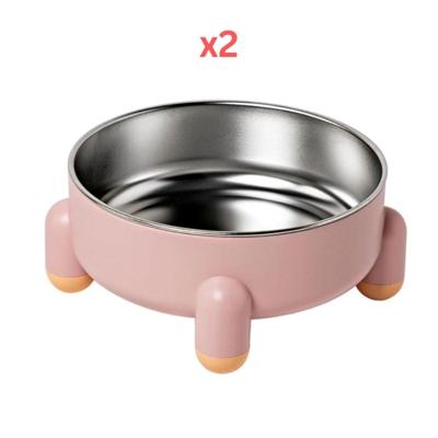 Cozy Paws Stainless Steel Pet Bowl With Four Corners - Pink (Pack of 2) Cozy Paws Stainless Steel Pet Bowl With Four Corners - Pink (Pack of 2)