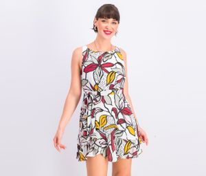 Womens Floral Dress  White/Red/Orange