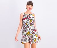 Womens Floral Dress  White/Red/Orange - thumbnail