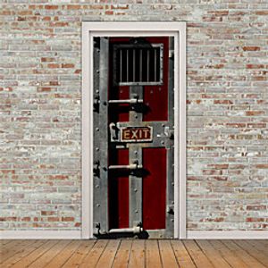 3D 2pcs Self-adhesive Creative Door Stickers Living Room Bedroom Diy Decorative Home Waterproof Wall Stickers 77x200cm miniinthebox