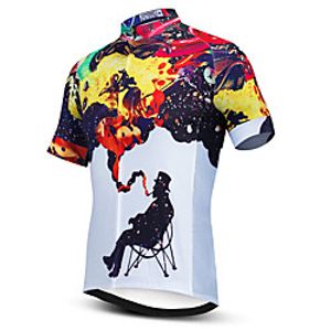 21Grams Men's Short Sleeve Cycling Jersey Summer Spandex Polyester Yellow Galaxy Bike Jersey Top Mountain Bike MTB Road Bike Cycling Quick Dry Moisture Wicking Breathable Sports Clothing Apparel Lightinthebox