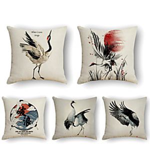 Cushion Cover 5PCS Linen Soft Print Square Throw Pillow Cover Cushion Case Pillowcase for Sofa Bedroom 45 x 45 cm (18 x 18 Inch) Superior Quality Mashine Washable Lightinthebox
