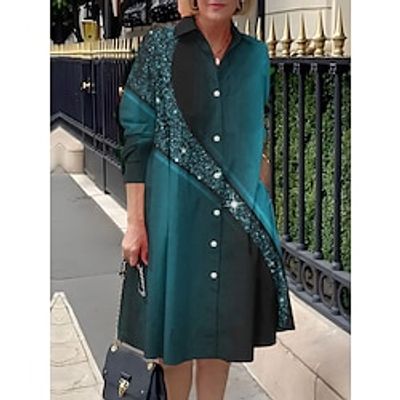Women's Shirt Dress Casual Dress Midi Dress Outdoor Daily Date Polyester Fashion Modern Shirt Collar Print Button Long Sleeve Fall Winter 2023 Loose Fit Black Wine Navy Blue Ombre Color Block S M L Lightinthebox Women's Shirt Dress Casual Dress Midi Dress Outdoor Daily Date Polyester Fashion Modern Shirt Collar Print Button Long Sleeve Fall Winter 2023 Loose Fit Black Wine Navy Blue Ombre Color Block S M L Lightinthebox