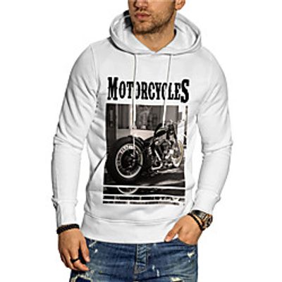 Men's Unisex Pullover Hoodie Sweatshirt Graphic Prints Motorcycle Print Sports  Outdoor Casual Daily Hot Stamping Basic Designer Hoodies Sweatshirts  White miniinthebox