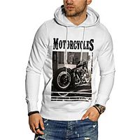 Men's Unisex Pullover Hoodie Sweatshirt Graphic Prints Motorcycle Print Sports  Outdoor Casual Daily Hot Stamping Basic Designer Hoodies Sweatshirts  White miniinthebox - thumbnail