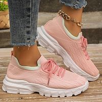 Women's Sneakers Plus Size Flyknit Shoes Outdoor Daily Travel Flat Heel Round Toe Casual Comfort Minimalism Tissage Volant Loafer Black Yellow Pink Lightinthebox - thumbnail