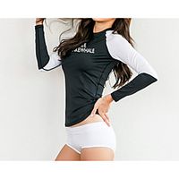 Women's Rashguard Swimsuit Spandex Swimwear UV Sun Protection Quick Dry Long Sleeve 3-Piece - Swimming Surfing Snorkeling Patchwork Autumn  Fall Spring Summer Lightinthebox - thumbnail