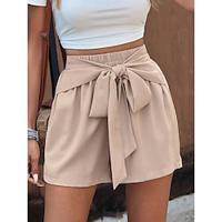 Women's Shorts Polyester Plain Khaki Simple High Waist Short Vacation Casual Daily Lightinthebox