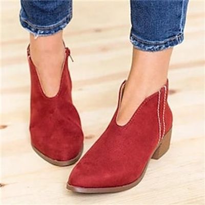 Women's Boots Cowboy Boots Plus Size Outdoor Daily Booties Ankle Boots Embroidery Chunky Heel Pointed Toe Fashion Elegant Casual Faux Suede Zipper Solid Color Black Red Brown miniinthebox