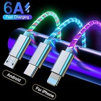 LED Glowing USB Fast Charger Cable for iPhone Android Phone for Samsung Huawei Xiaomi Mobile Phone Data Line Fast Charging Cord Lightinthebox - thumbnail