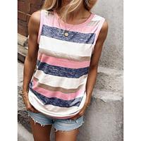 Women's Tank Top Vest Striped Daily Vacation Print Sleeveless Rainbow Sleeveless Daily Casual Crew Neck Summer Lightinthebox - thumbnail