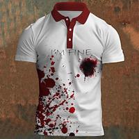 Splash Ink Men's Subcultural 3D Print Polo Shirt Party Street Vacation Milk Fiber Short Sleeve Turndown Polo Shirts Black Red Summer Spring Fall S M L Micro-elastic Lapel Polo Lightinthebox