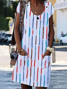 Round Neck Floral Printed Shift Dress