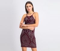 Womens Glittery Dress  Maroon - thumbnail