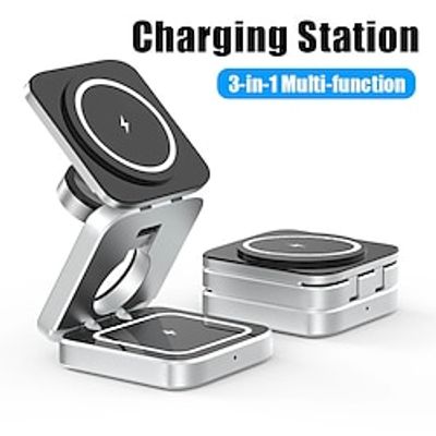 3 In 1 Foldable Wireless Charger Stand Dock Magnetic Fast Charging Station for IOS Watch 8 7 Portable Stand for IPhone 14 13 miniinthebox