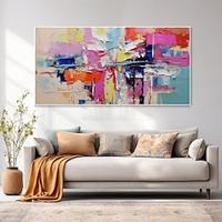 Abstract Boho Landscape Art hand painted 3D Colorful Graffiti Style Canvas Oil Painting Hand painted Palette Knife Impressionist Art painting Trendy painting for Living Room Decor Lightinthebox