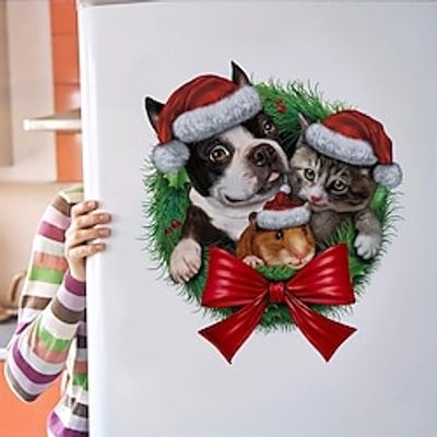 Christmas Cute Dog Toilet Stickers, Self-adhesive Wall Stickers, Bathtub Surface Decals, Bathroom Decoration Decals, Toilet Cover Sticker miniinthebox