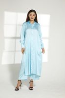 Moistreet Turquoise Silk Fabric Top And Pants Set (XS, S, M, L, XL, XXL) - thumbnail