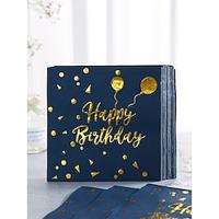 24 pieces/set of gold balloons happy birthday disposable napkins 1313-inch 2-story yellow gold foil disposable napkins with dark blue background elegant party napkins metal gold polka dot foil d Lightinthebox