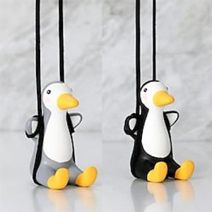 2 Pcs Cute Car Hanging Interior Accessories Rearview Mirrors Charms Ornament Swing Duck Car Decor miniinthebox