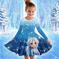Girls' 3D Princess Dress Long Sleeve 3D Print Spring Fall Sports  Outdoor Daily Holiday Cute Casual Beautiful Kids 3-12 Years Casual Dress A Line Dress Above Knee Polyester Regular Fit Lightinthebox - thumbnail