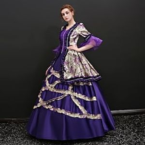 Marie Antoinette Dress Cosplay Costume Masquerade Ball Gown Adults' Women's Plus Size Victorian Medieval Renaissance 18th Century Christmas Halloween Carnival Festival / Holiday Satin Purple Women's miniinthebox