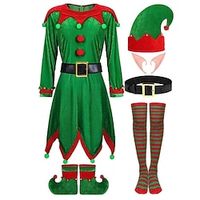 Elf Fancy Christmas Dress Santa Suits Cosplay Costumes Men's Women's Boys Girls' Christmas Christmas New Year Christmas Eve Kid's Adults' Christmas New Year Eve Polyester Costume miniinthebox - thumbnail