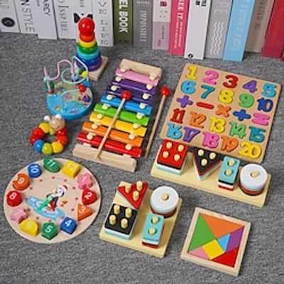 Wooden Montessori Toys, Eight-Tone Hand-Knocking Piano Infant Early Education Musical Instrument Music Enlightenment Hand-Brain Coordination Interaction Wooden Toy Lightinthebox