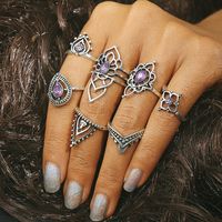 7 Pcs Purple Bohemian Crystal Ring