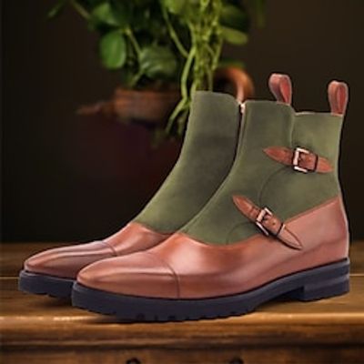 Men's Boots Retro Formal Shoes Dress Shoes Walking British Daily PU Warm Shock Absorbing Wear Resistance Booties  Ankle Boots Lace-up Red Brown Fall Winter Lightinthebox