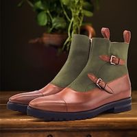 Men's Boots Retro Formal Shoes Dress Shoes Walking British Daily PU Warm Shock Absorbing Wear Resistance Booties  Ankle Boots Lace-up Red Brown Fall Winter Lightinthebox - thumbnail