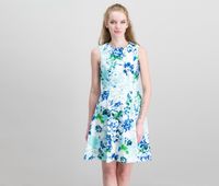 Petite Floral-Print Fit & Flare Dress  Seaglass Combo - thumbnail