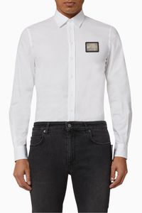 Metal Label Cotton Poplin Shirt