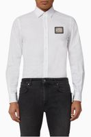 Metal Label Cotton Poplin Shirt - thumbnail