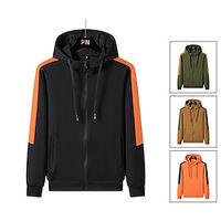 Men's Hoodie Jacket Drawstring Long Sleeve Jacket Athletic Athleisure Thermal Warm Breathable Moisture Wicking Running Active Training Walking Sportswear Activewear Color Block Earth Yellow Black Lightinthebox - thumbnail