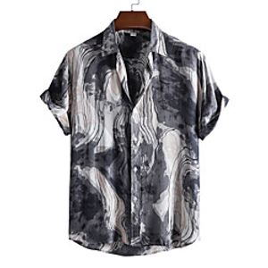 Men's Shirt Graphic Prints Button-Down Short Sleeve Casual Tops Casual Fashion Breathable Comfortable Gray Red / Beach miniinthebox