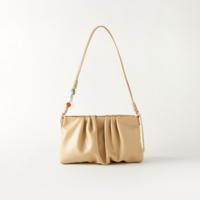 Mistotes Pleated Baguette Bag with Strap Handle and Zip Closure