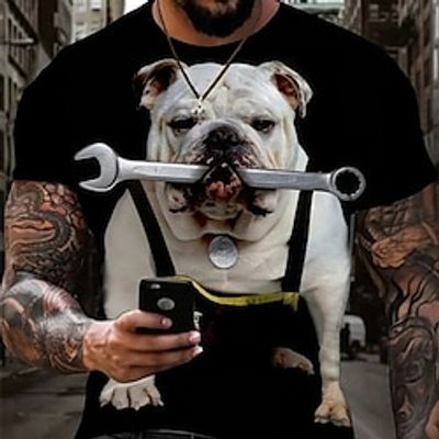 Graphic Animal Dog Daily Designer Retro Vintage Men's 3D Print T shirt Tee Sports Outdoor Holiday Going out T shirt Black Khaki Short Sleeve Crew Neck Shirt Spring  Summer Clothing Apparel S M L XL Lightinthebox