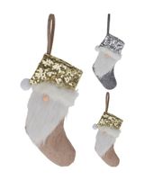 Homesmiths Christmas Stocking Santa with Hat 20cm Assorted 1 Piece