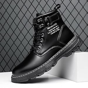 Men's Boots Formal Shoes Dress Shoes Walking Casual Daily Leather Comfortable Booties / Ankle Boots Loafer Black Spring Fall miniinthebox