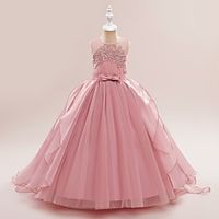 Kids Girls' Dress Solid Color Flower Sleeveless Wedding Birthday Princess Sweet Polyester Mesh Maxi Party Dress Pink Princess Dress Summer Spring Fall 5-13 Years Black White Pink Lightinthebox - thumbnail